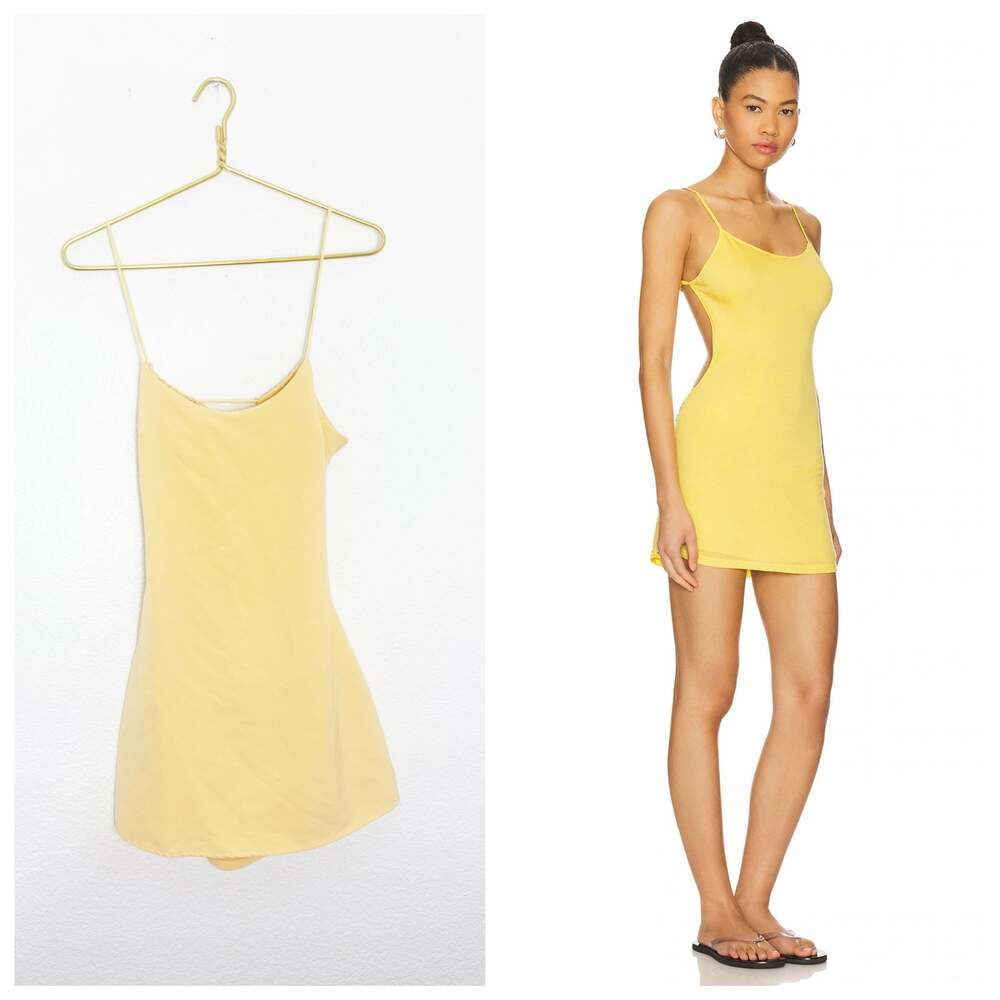 Revolve NBD Butter Yellow Cut Out Back Mini Dress Size Small Preppy Casual Chic